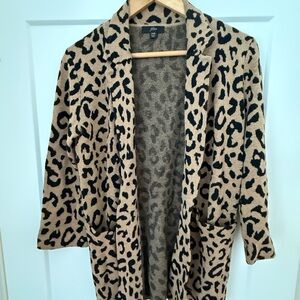 J. Crew Tan and Black Animal Print Cardigan
